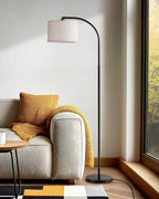 Vloerlamp Booglamp met Beige Linnen Kap, Inclusief E27 LED lamp – Vera