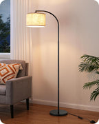 Vloerlamp Booglamp met Beige Linnen Kap, Inclusief E27 LED lamp – Vera
